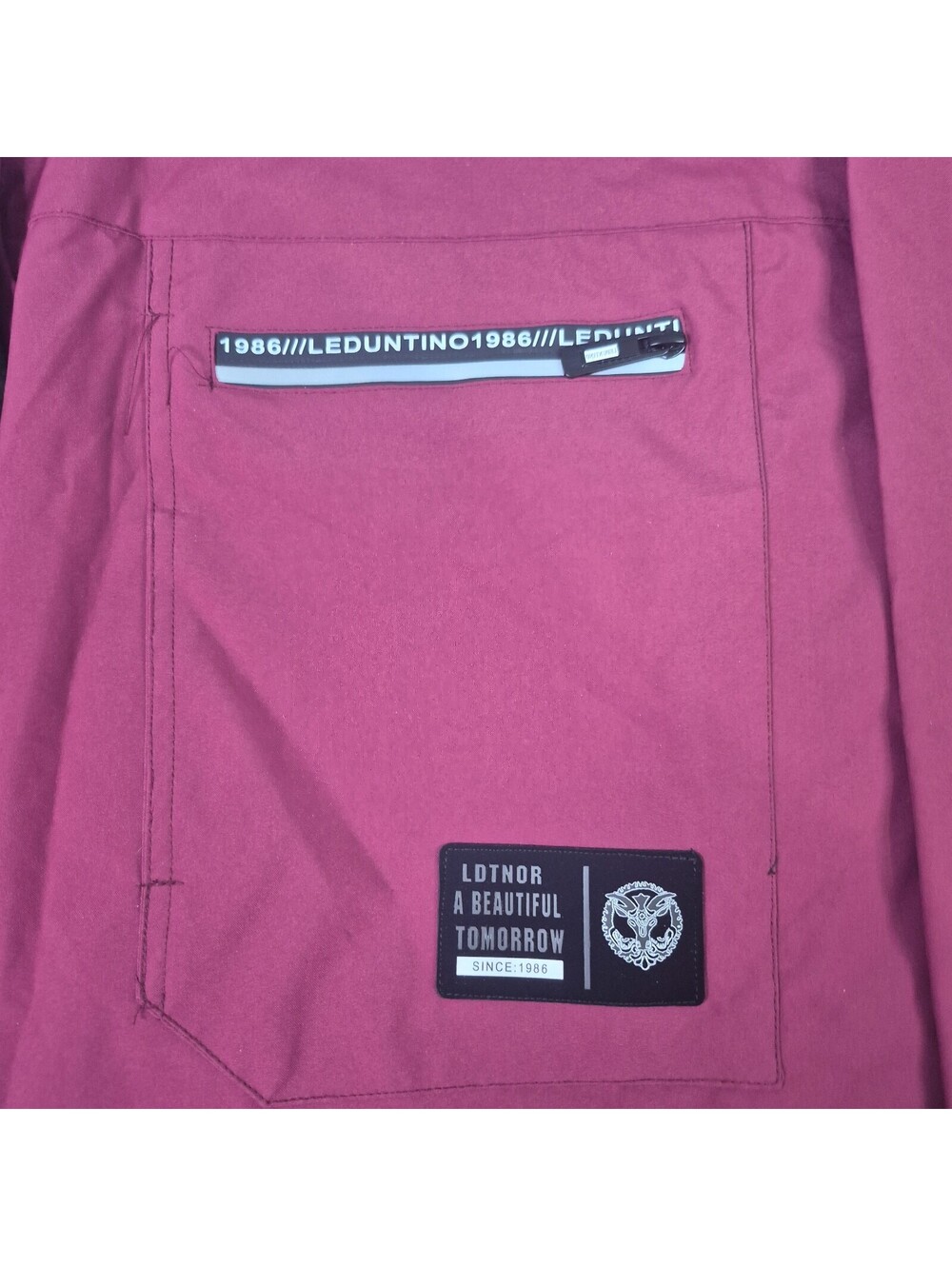 LEDUNTINO Anorak Jacket XL Zip Pocket Maroon Warm Versatile Lined - Picture 6 of 15